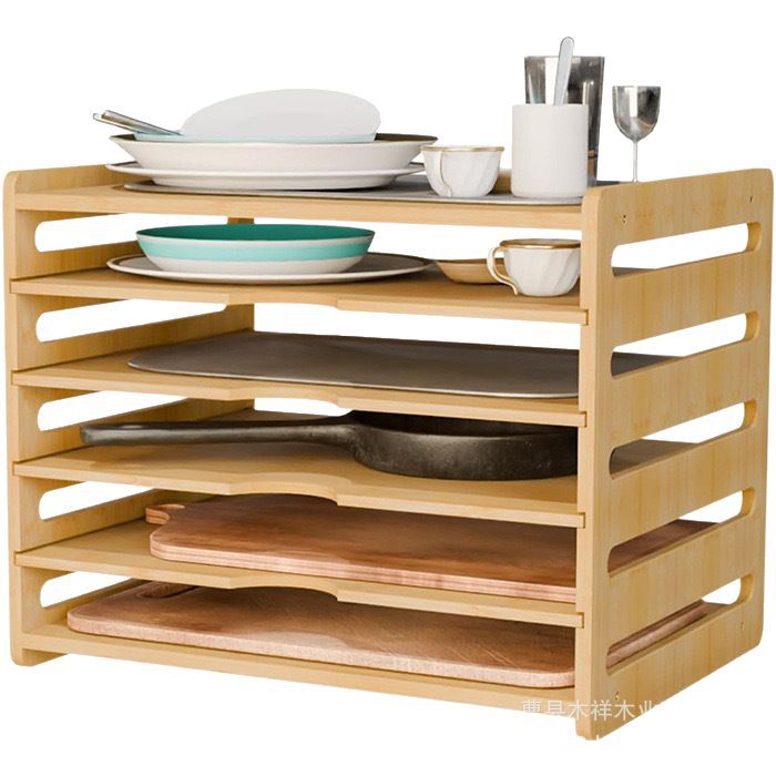 Kitchen Baking Sheet Organizer - رف تخزين للمطبخ من الخشب الصلب