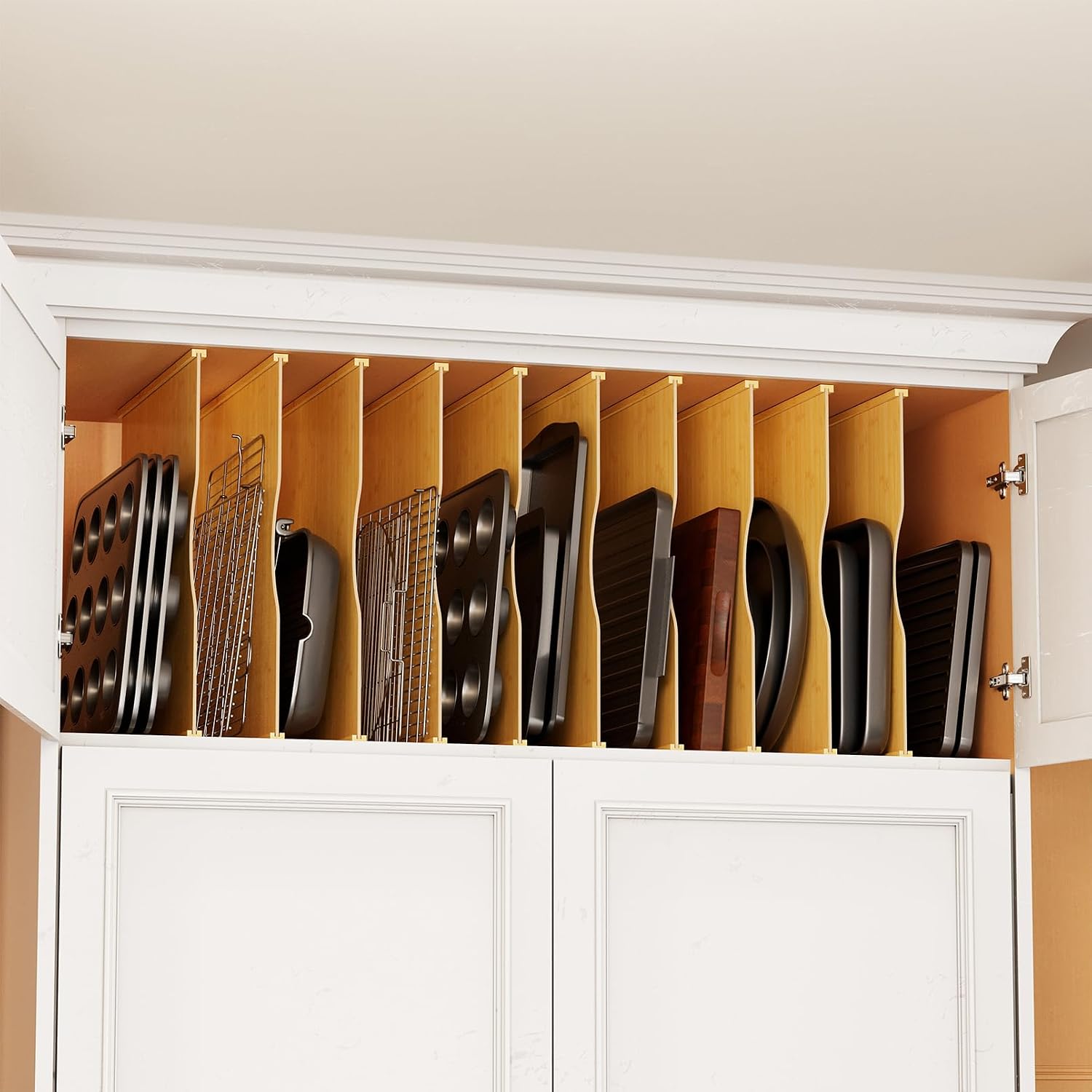 Kitchen Baking Sheet Organizer - 10 قطع من فواصل الصواني المصنوعة