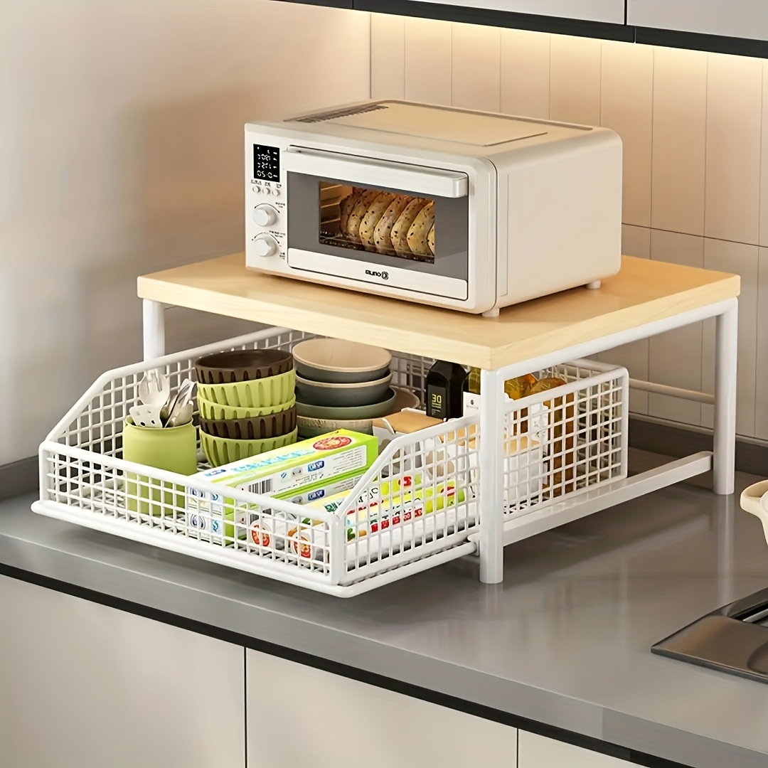 حامل ميكروويف عمودي مع درج ورف - مراجعة Kitchen Baking Drawer وسعره
